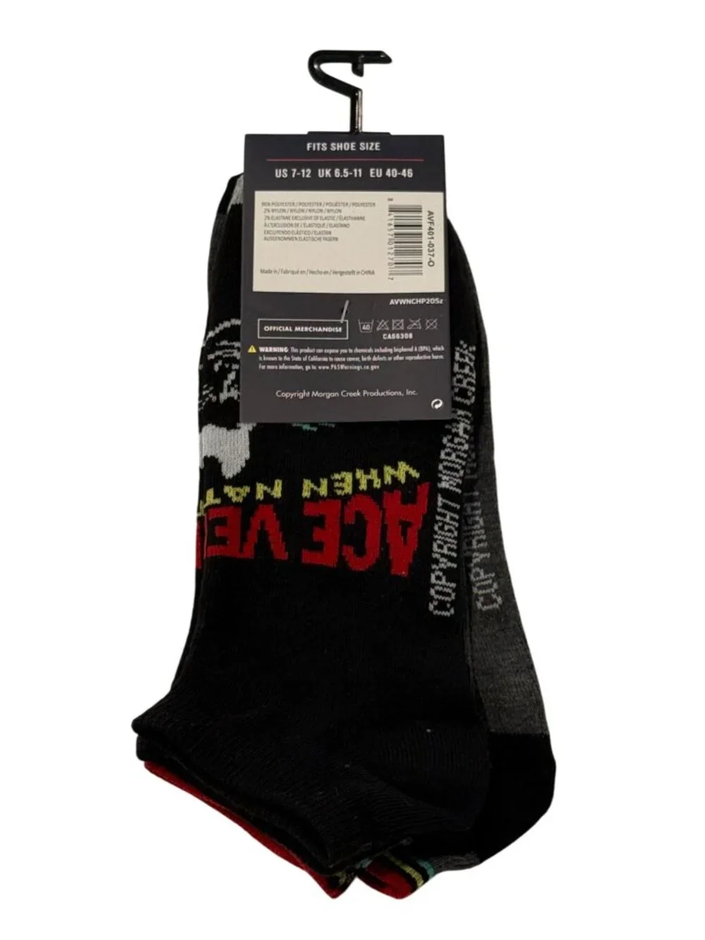Ace Ventura When Nature Calls Crew Socks 2 Pair Pack Men's One Size NWT